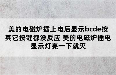 美的电磁炉插上电后显示bcde按其它按键都没反应 美的电磁炉插电显示灯亮一下就灭